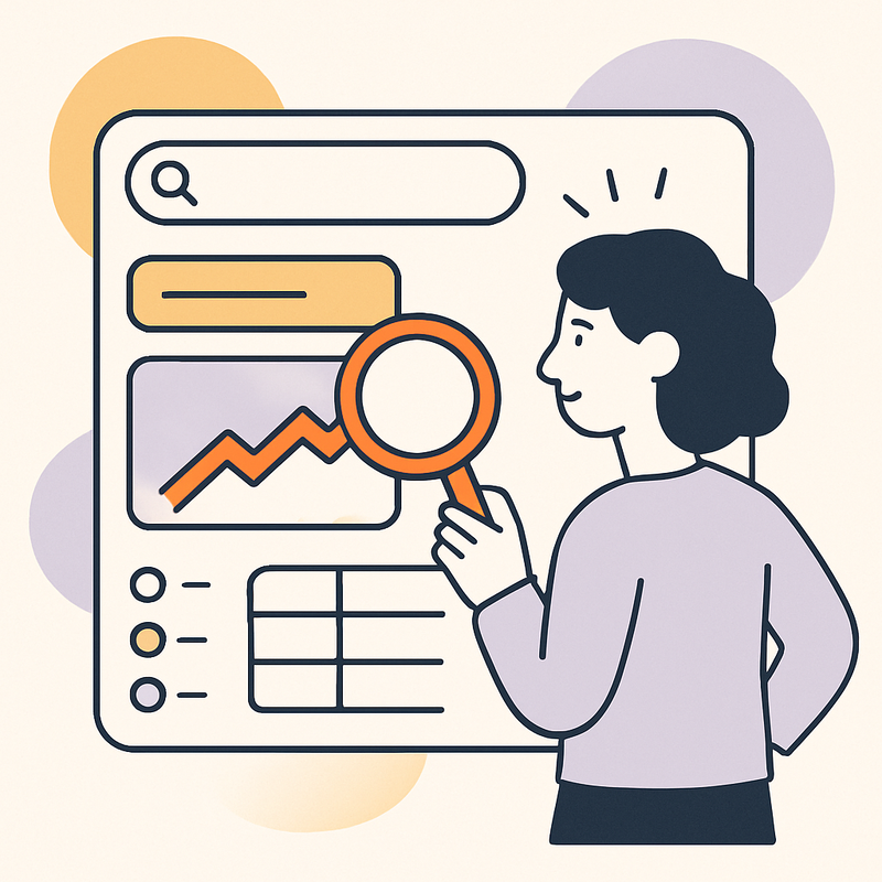 Minimalist clean lineart illustration in Coco Invest color palette orange dark grey white soft yellow soft purple Round shapes friendly human characte-1