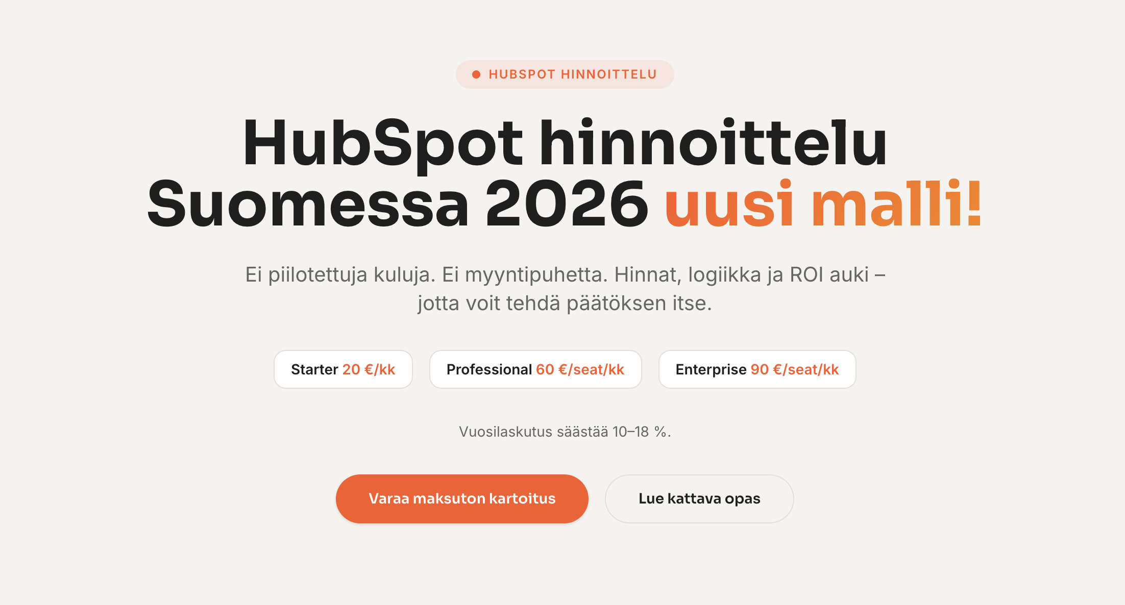 HubSpotin uusi hinta | Coco Invest Oy